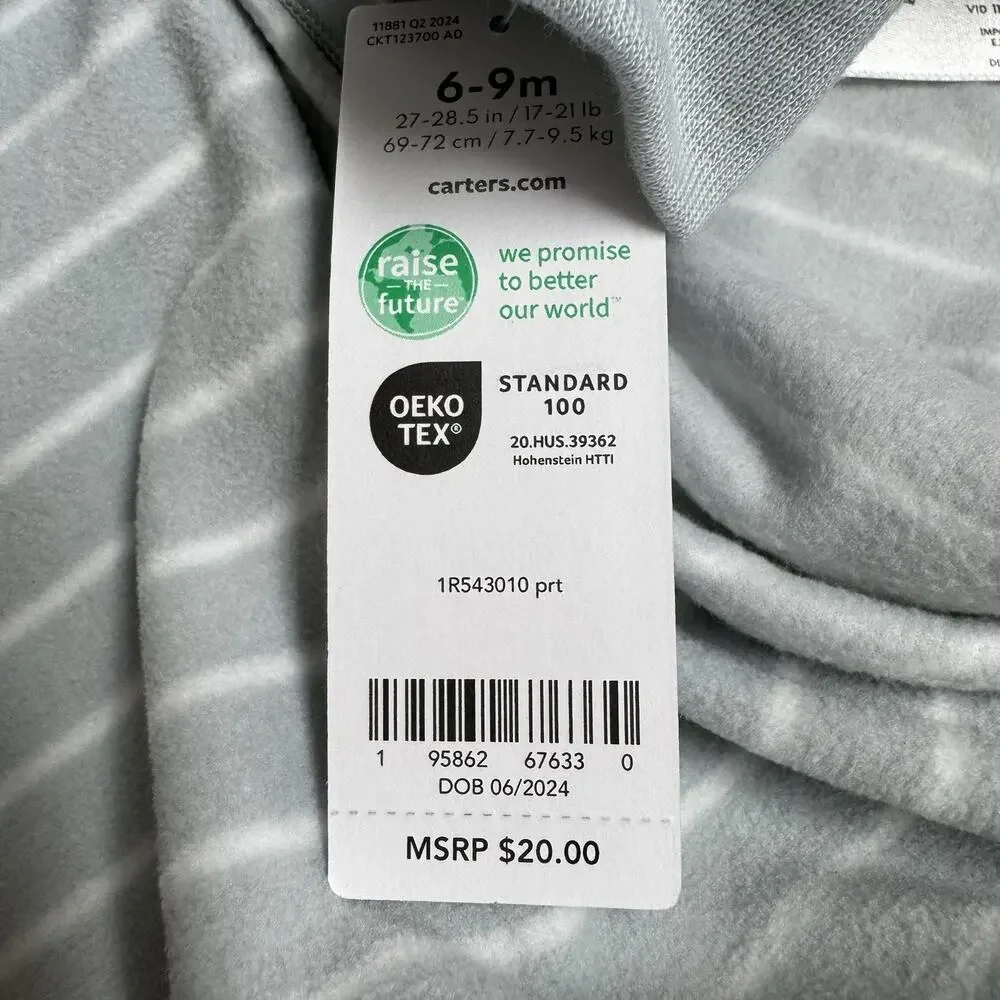 Carter's Fleece Sleep Sack Blanket Sleeper Lion Boy Girls Unisex 6-9M Gray